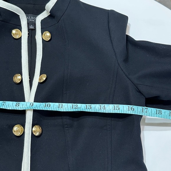 Talbots Military Peplum Jacket Womens 2P Black Gold Button Cotton Classic Preppy - Picture 11 of 15